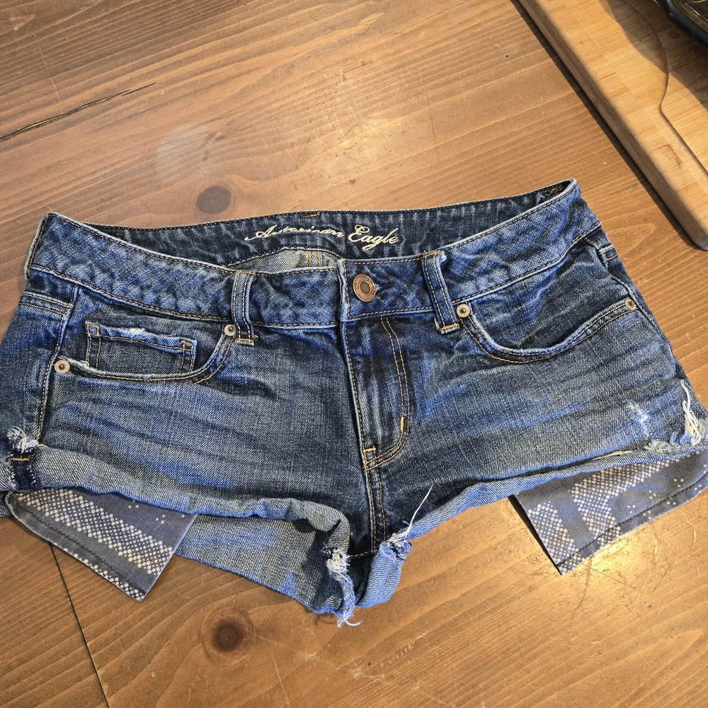 American Eagle Outfitters Distressed Blue Jean Shorts